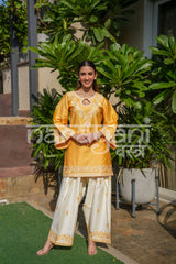 SORA - Yellow Embroidered Cotton Co-ord Set.