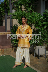 SORA - Yellow Embroidered Cotton Co-ord Set.