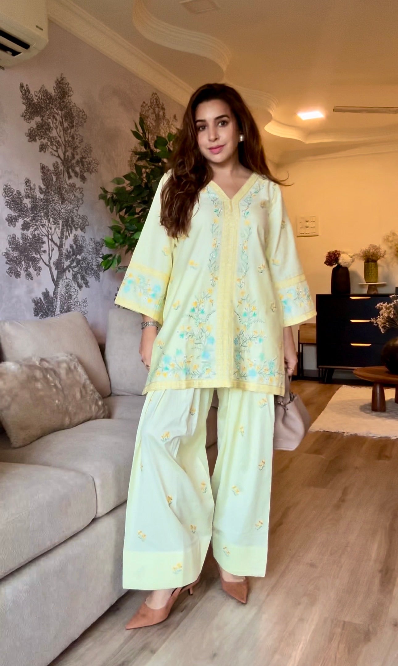 Silkeena Kauur in VIAN - Yellow Embroidered Co-ord Set