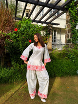 Yogita Bihani in SCARLET -  White Embroidered Co-ord Set