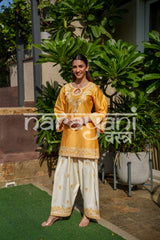 SORA - Yellow Embroidered Cotton Co-ord Set.