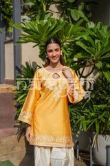 SORA - Yellow Embroidered Cotton Co-ord Set.