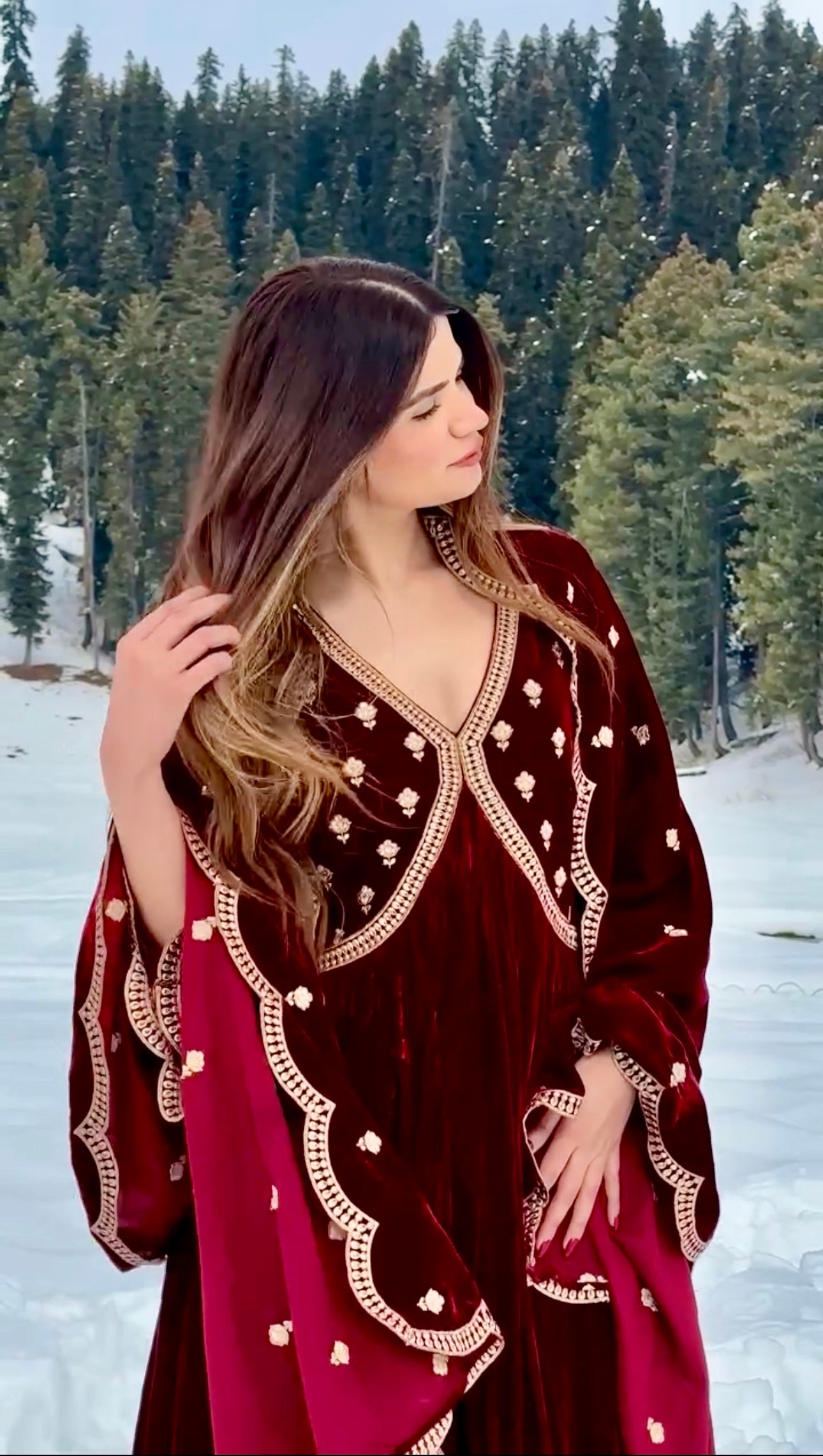 Shatakshi Tomar in ANTARA - Velvet Maroon Anarkali Set