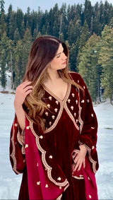 Shatakshi Tomar in ANTARA - Velvet Maroon Anarkali Set