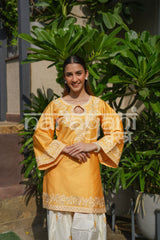 SORA - Yellow Embroidered Cotton Co-ord Set.