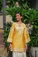 SORA - Yellow Embroidered Cotton Co-ord Set.