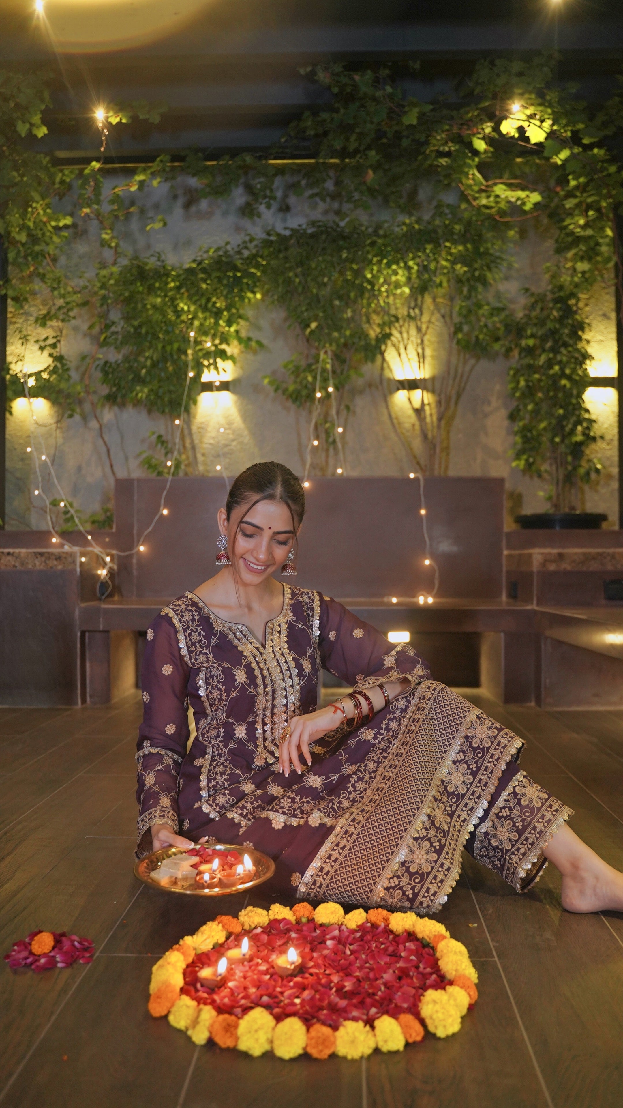 Shreya Lakhani in IRA - Purple Organza A-line Suit Set