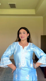 Shivangini Singh Rathore in AURE - Blue Embroidered Co-ord Set