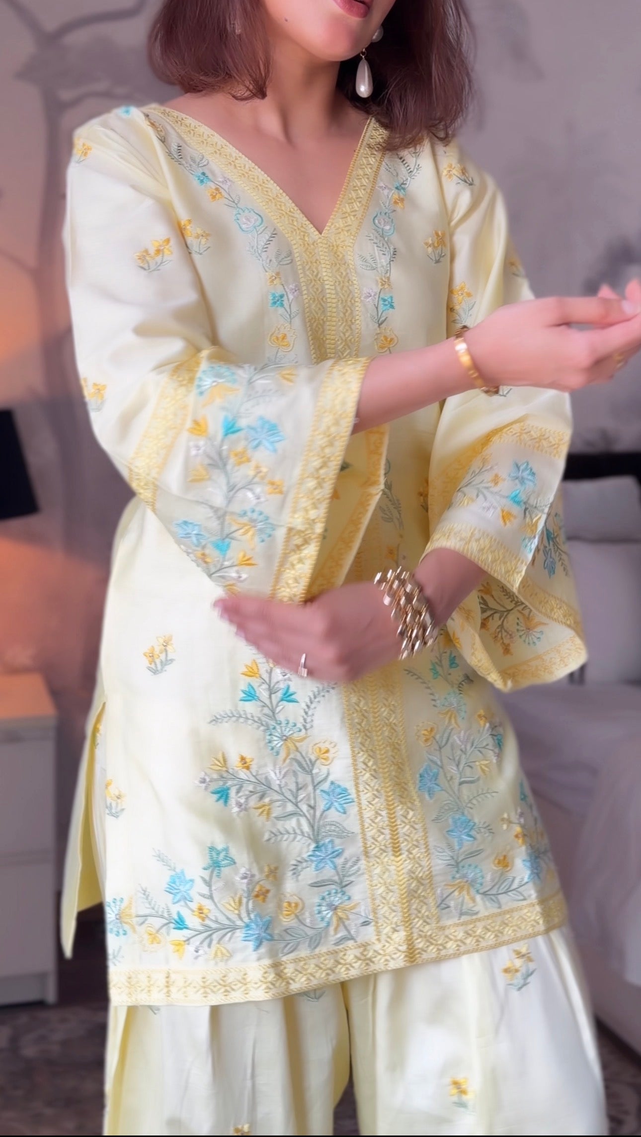 Deepika Sharma Baweja in VIAN - Yellow Embroidered Co-ord Set