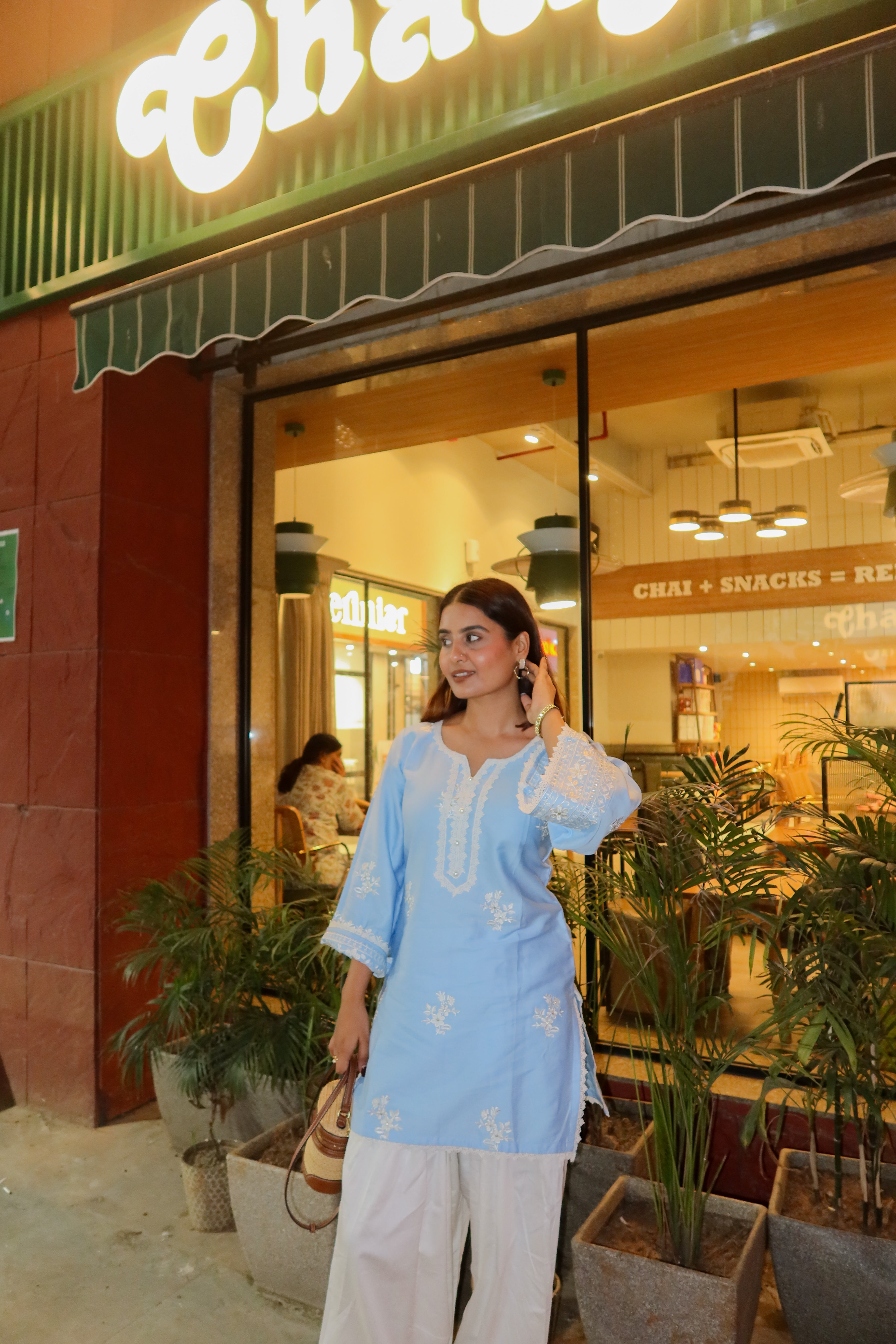 Piyanka Pareek in AURE - Blue Embroidered Co-ord Set