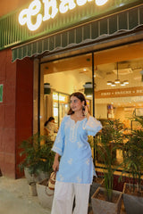 Piyanka Pareek in AURE - Blue Embroidered Co-ord Set
