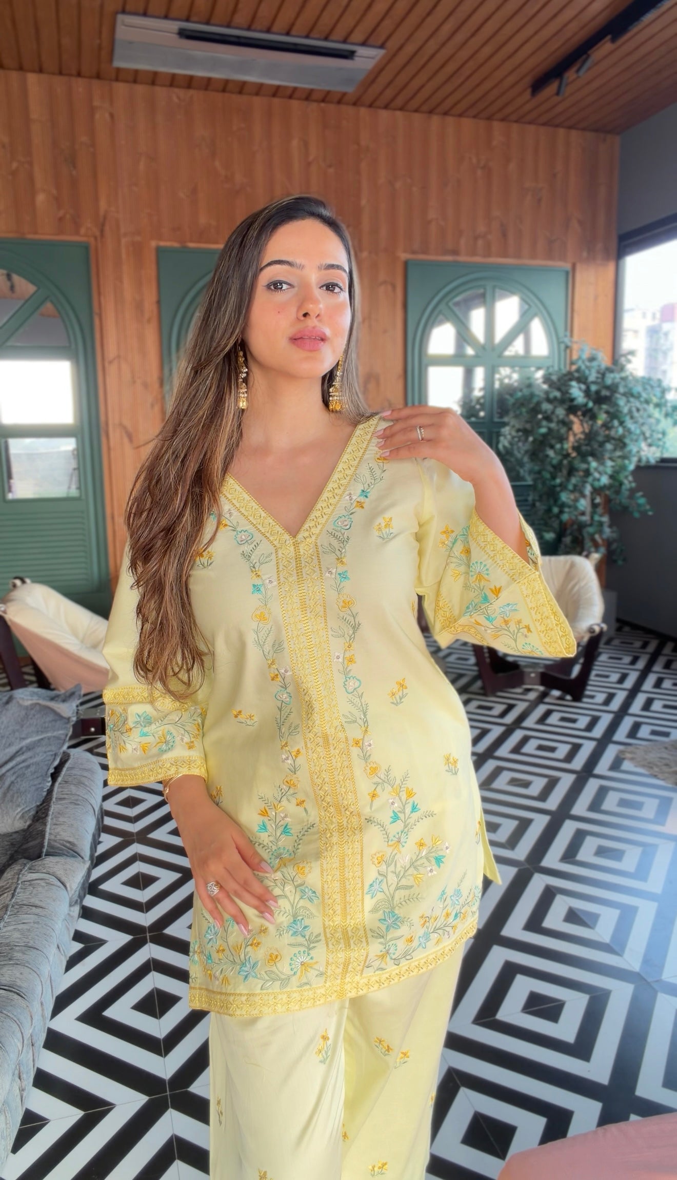 Amita Singh in VIAN - Yellow Embroidered Co-ord Set