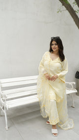 Shivangi Kholi in TRISHNA - Lime Yellow Chanderi Suit Set