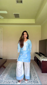 Shivangini Singh Rathore in AURE - Blue Embroidered Co-ord Set
