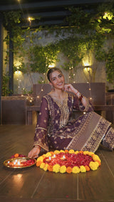 Shreya Lakhani in IRA - Purple Organza A-line Suit Set