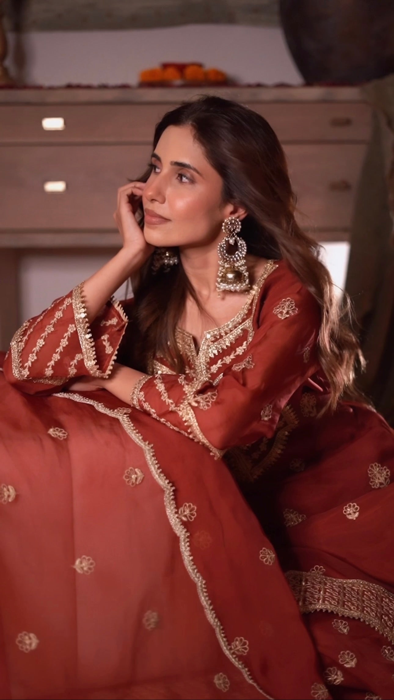 Kriti Singh in SIYAH - Rust Organza Sharara Set