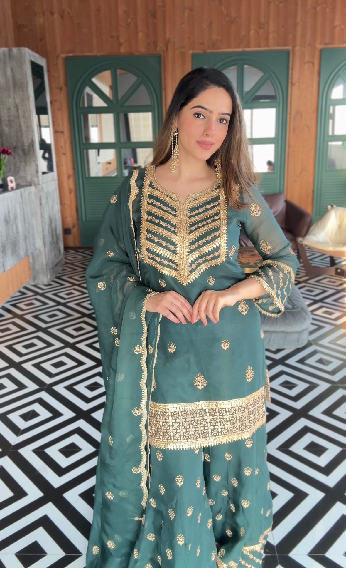 Amita Singh (@amitasinghh) VANI - Green Organza Sharara Set