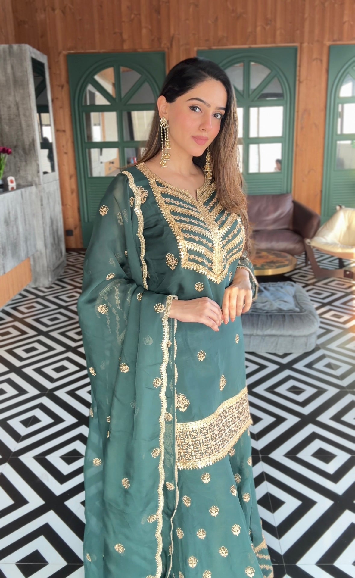 Amita Singh (@amitasinghh) VANI - Green Organza Sharara Set