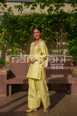 NURI - Yellow Embroidered Cotton Co-ord Set.