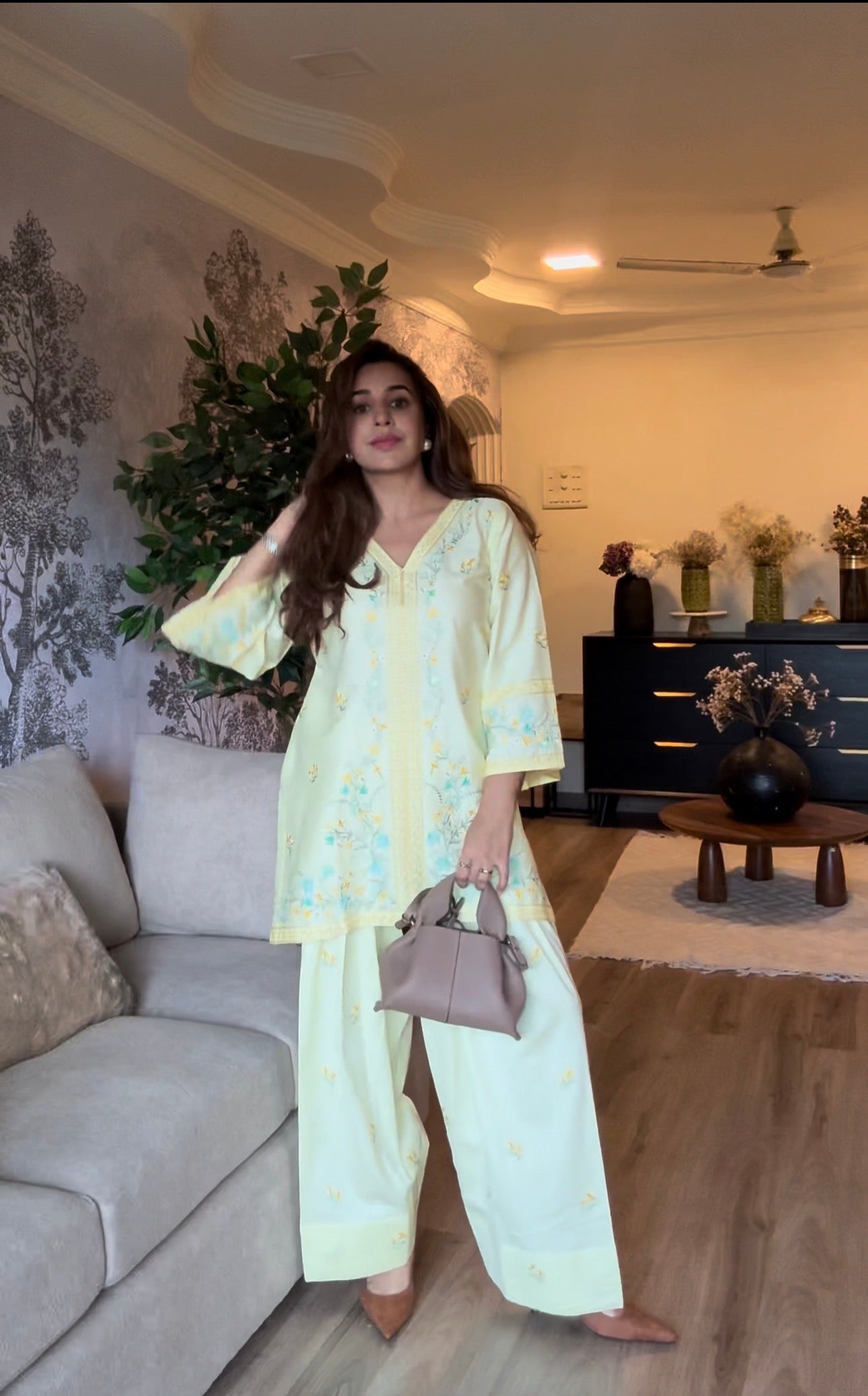 Silkeena Kauur in VIAN - Yellow Embroidered Co-ord Set
