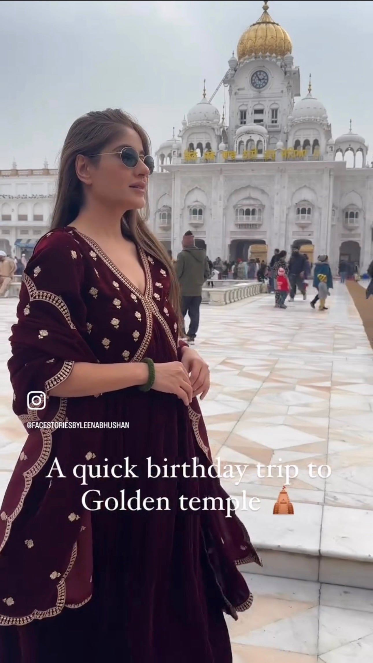 Leena Bhushan in ANTARA - Velvet Maroon Anarkali Set