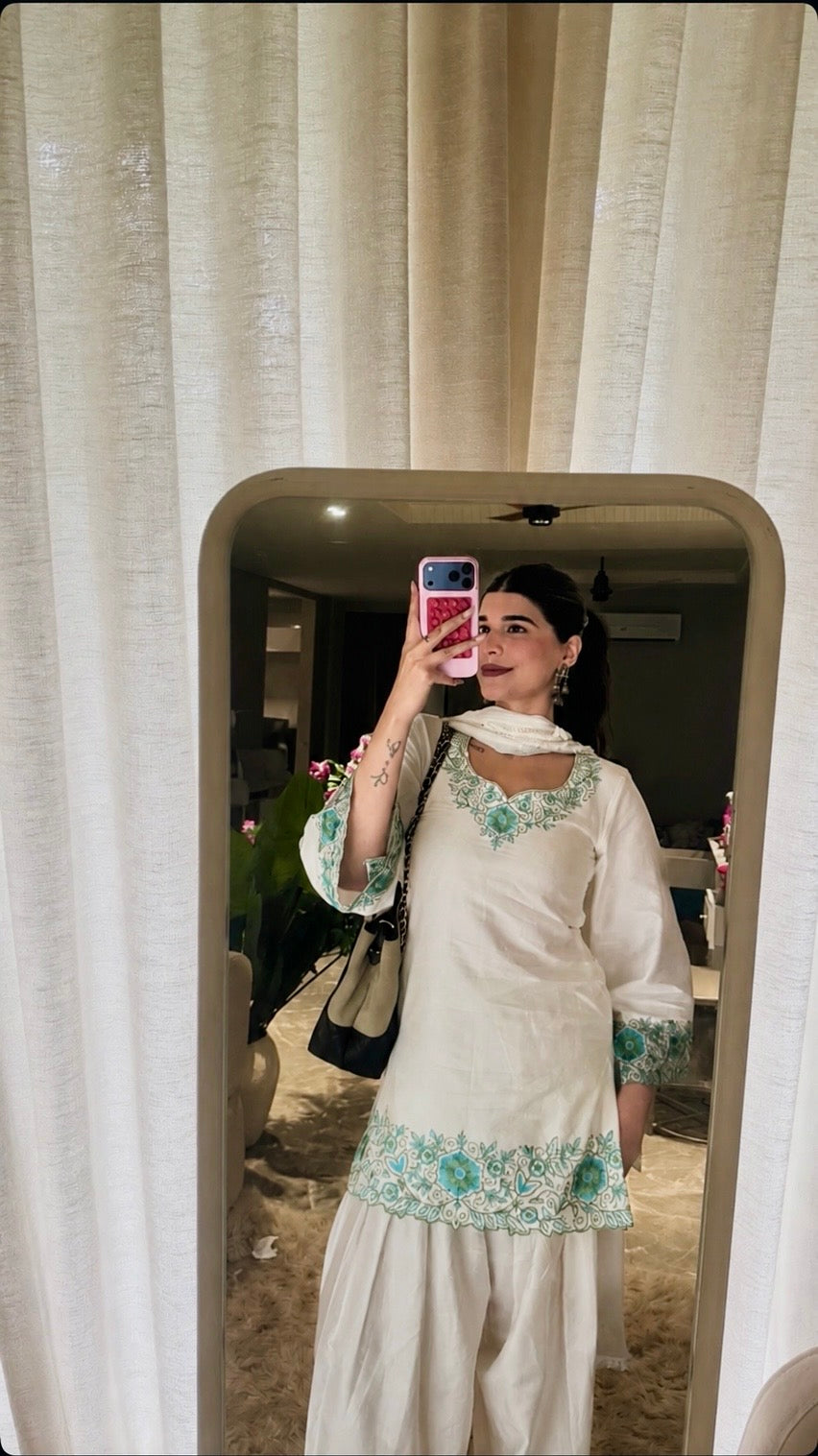 Deeksha Khurana in IRIS -  White Embroidered Co-ord Set