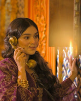 RJ Mahvash in Sunehri Purple Suit Set