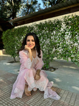Diksha Juneja in Kamal - Peach Embroidered Suit Set.