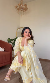 POOJA (@thefashionchauvinst) SAMIYA - Lime Yellow Chanderi Suit Set