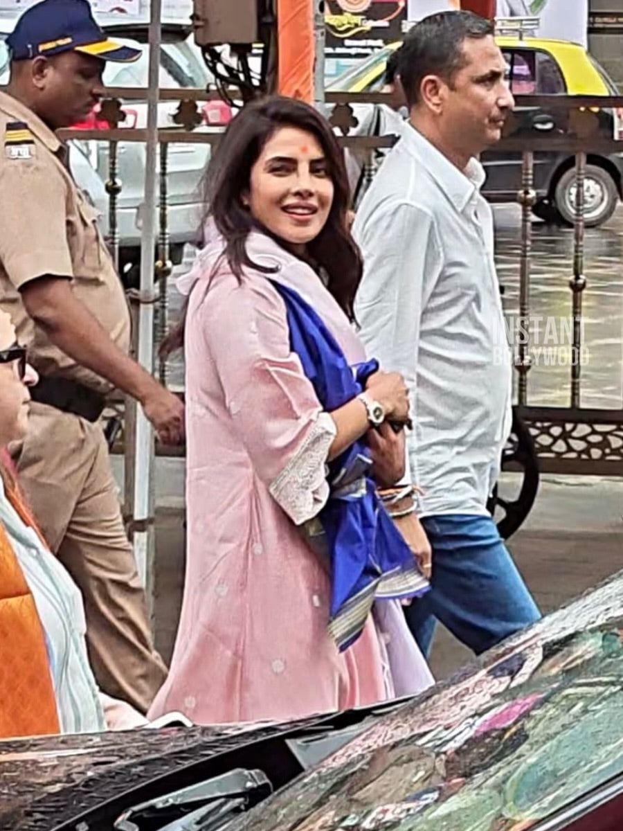 Priyanka Chopra in AAROHI - Blush Pink Chanderi A-line Suit Set