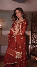 Kriti Singh in SIYAH - Rust Organza Sharara Set