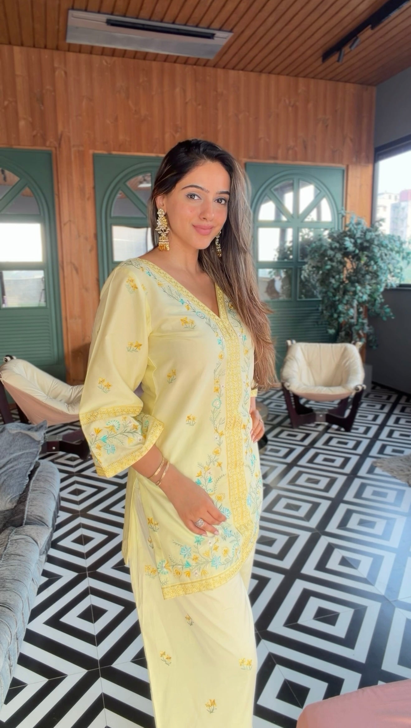 Amita Singh in VIAN - Yellow Embroidered Co-ord Set