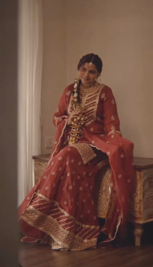 Radhika Bhardwaj Prakash in SIYAH - Rust Organza Sharara Set