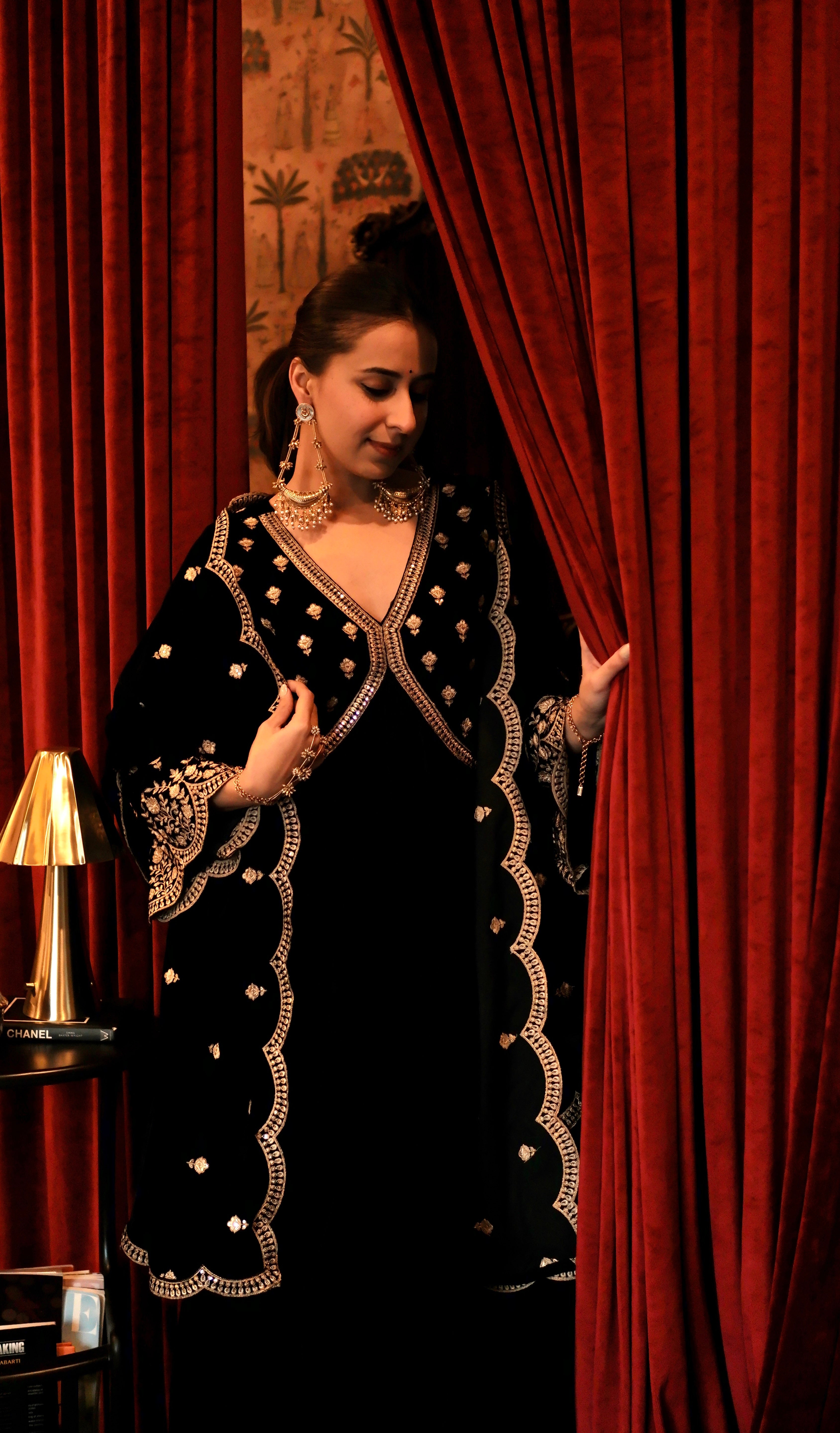 Sania Chadha in MUKHDA - Velvet Black Anarkali Set