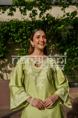 VEYA - Green Embroidered Cotton Co-ord Set.