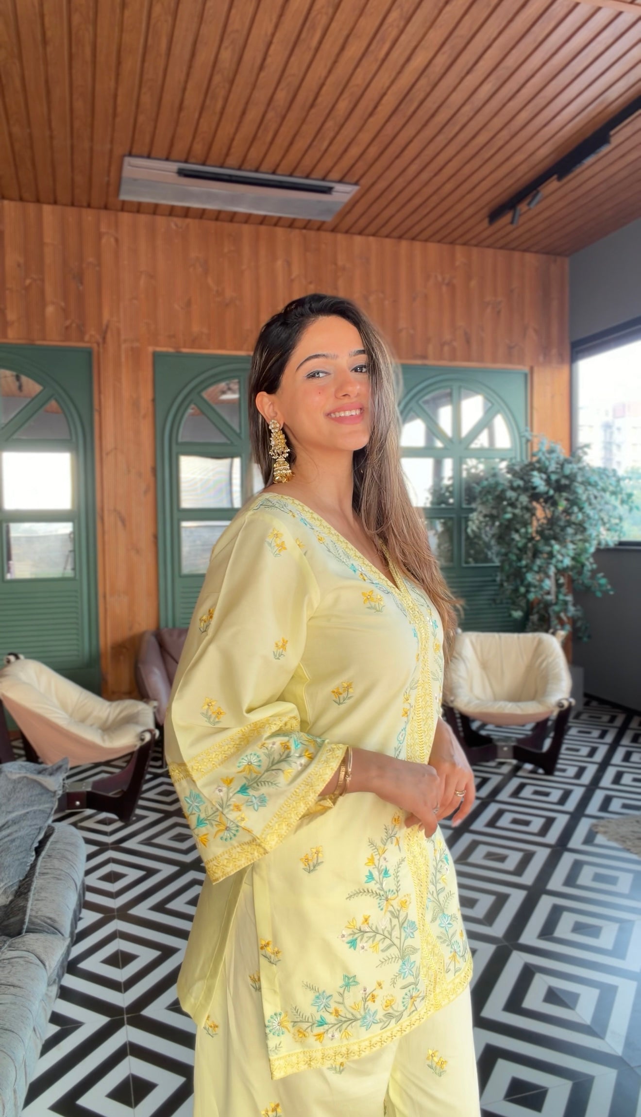 Amita Singh in VIAN - Yellow Embroidered Co-ord Set