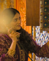 RJ Mahvash in Sunehri Purple Suit Set