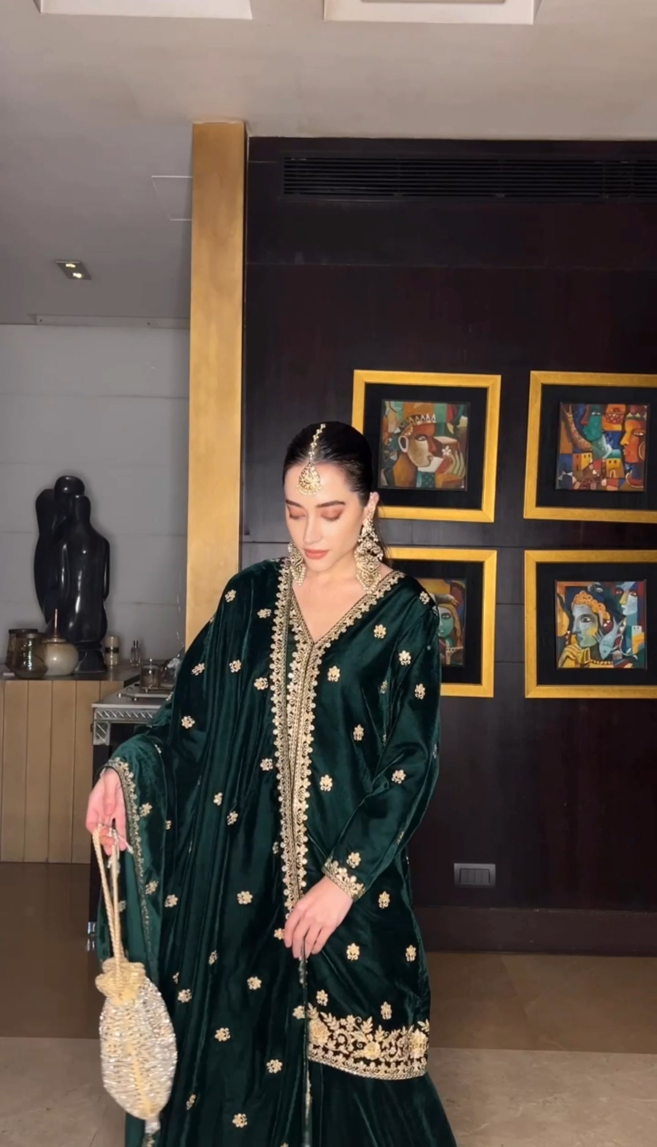 Komal Kapoor Grover in TARANA - Velvet Green Sharara Set