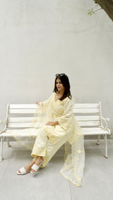 Shivangi Kholi in TRISHNA - Lime Yellow Chanderi Suit Set