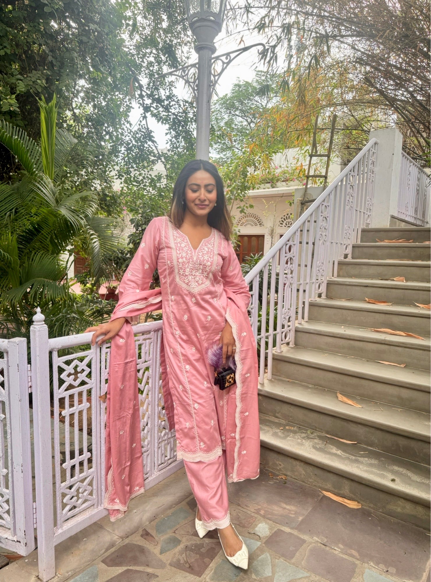 Shivangini Singh Rathore in ABRI - Pink Cotton Suit Set