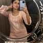 Pranutan Bahl in Nargis - Peach Embroidered Suit Set.