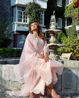 Arushi Nishank in Kamal - Peach Chanderi Embroidered Suit Set.