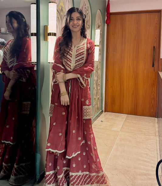 Divya Agarwal in SIYAH - Rust Organza Sharara Set