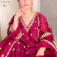 Hina Khan in Khushnir - Wine Chanderi Embroidered Suit Set