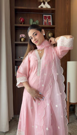 Shivami Jain in AAROHI - Blush Pink Chanderi A-line Suit Set