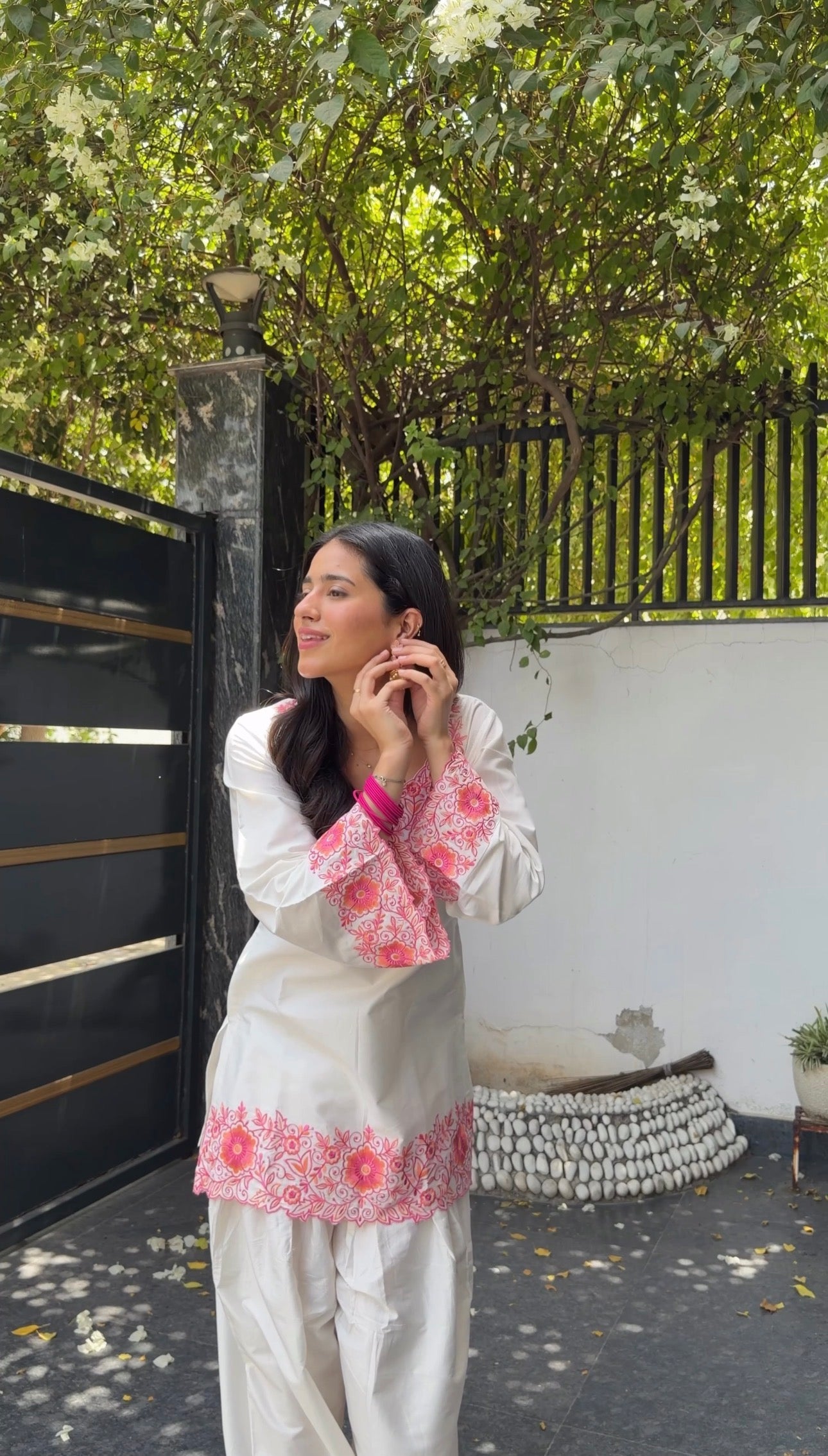 Bhumika Dhingra in SCARLET -  White Embroidered Co-ord Set