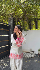 Bhumika Dhingra in SCARLET -  White Embroidered Co-ord Set