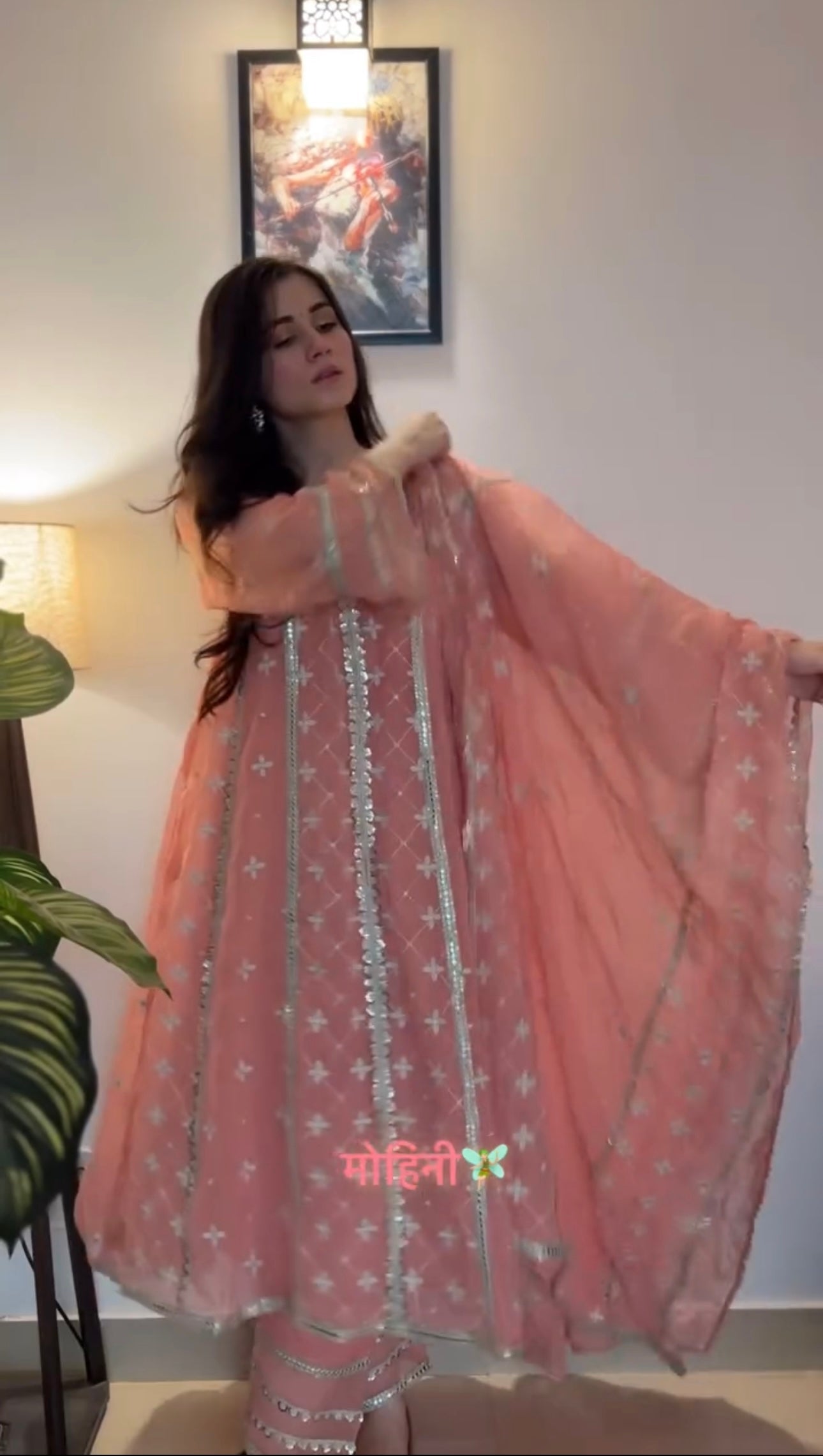 Dr. Gunjan Kunwar in Sitara - Pink Organza Anarkali Set.