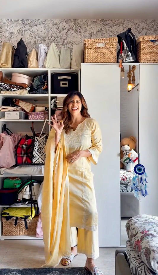 Kishwer Merchant in DHOOP - Yellow Cotton Suit Set