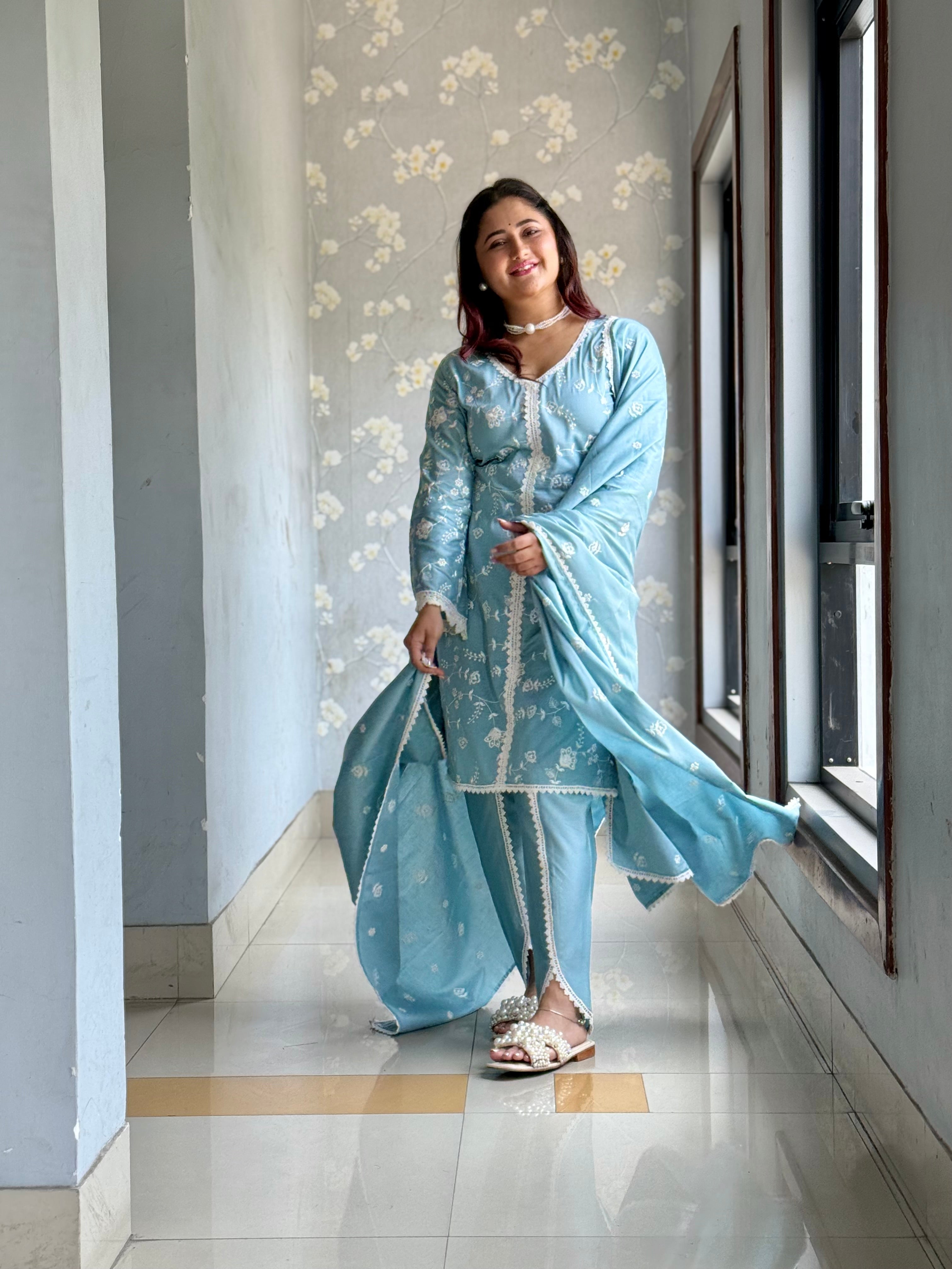 Rashmi Desai in LEHER - Blue Cotton Suit Set